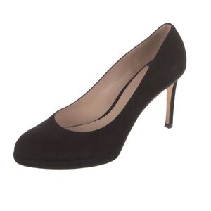STUART WEITZMAN Beatrix Suede Round Toe Platform Pump In Black Size 8.5